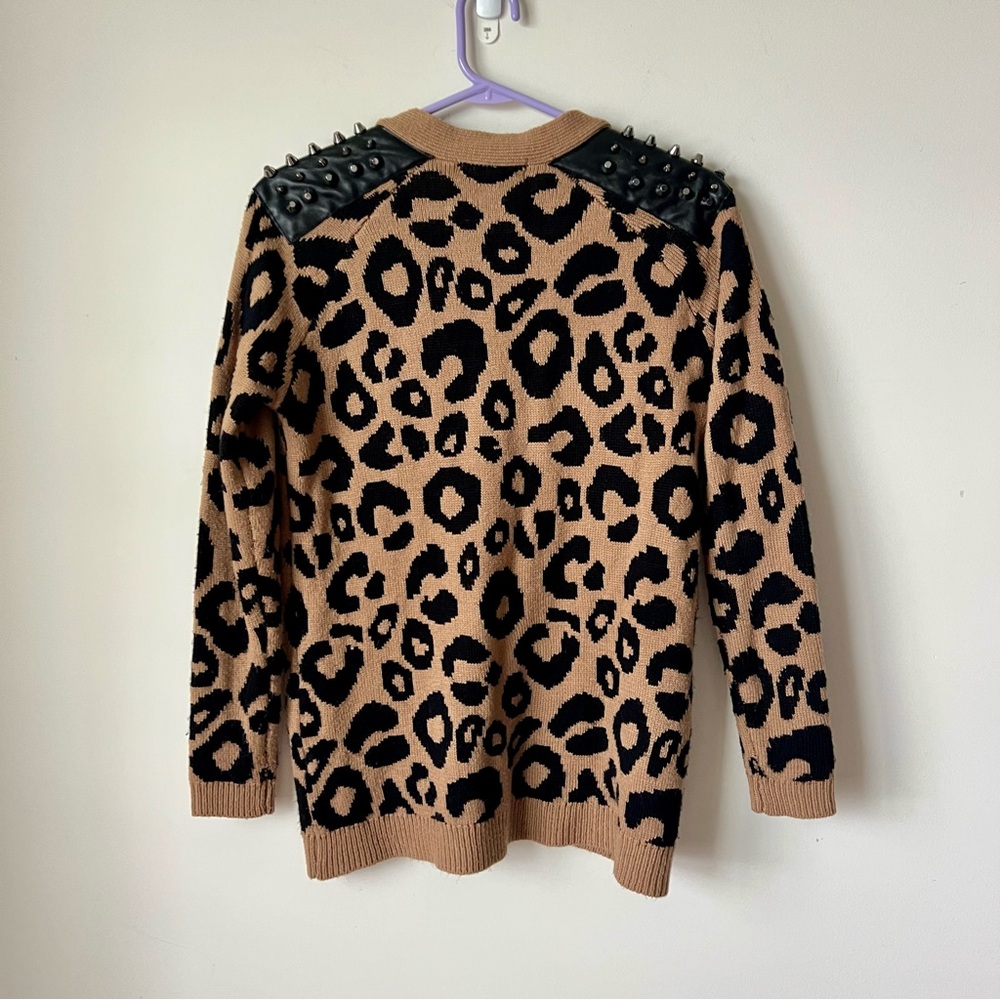 LOVE BY DESIGN Studded Leopard Print Cardigan Sweater—SZ. Small - Picture 16 of 16